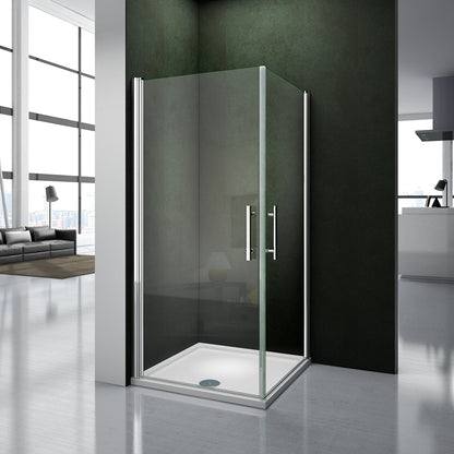 Aica 187cm Box Doccia Angolare Doppia Porta a Battente Rotazione Di 180 Gradi In Vetro Temperato 6mm Anticalcare Trasparente varie dimensioni