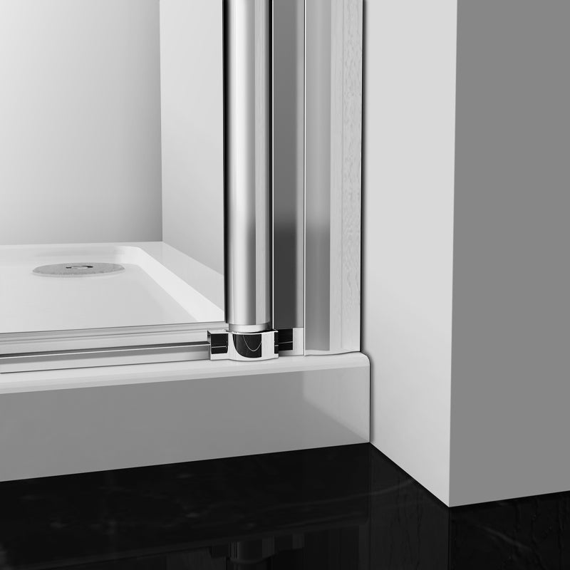 Aica 197 cm Box Doccia Angolare Porta Battente Vetro 6 mm Temperato Anticalcare Telaio e Barra Stabilizzatrice Cromato Lucido varie dimensioni