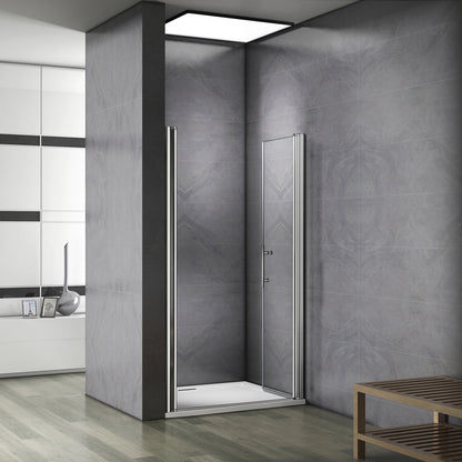 Aica 197cm Porta Doccia Per Nicchia Doppie Ante Battenti Saloon In Vetro 6 mm Temperato Trasparente Anticalcare