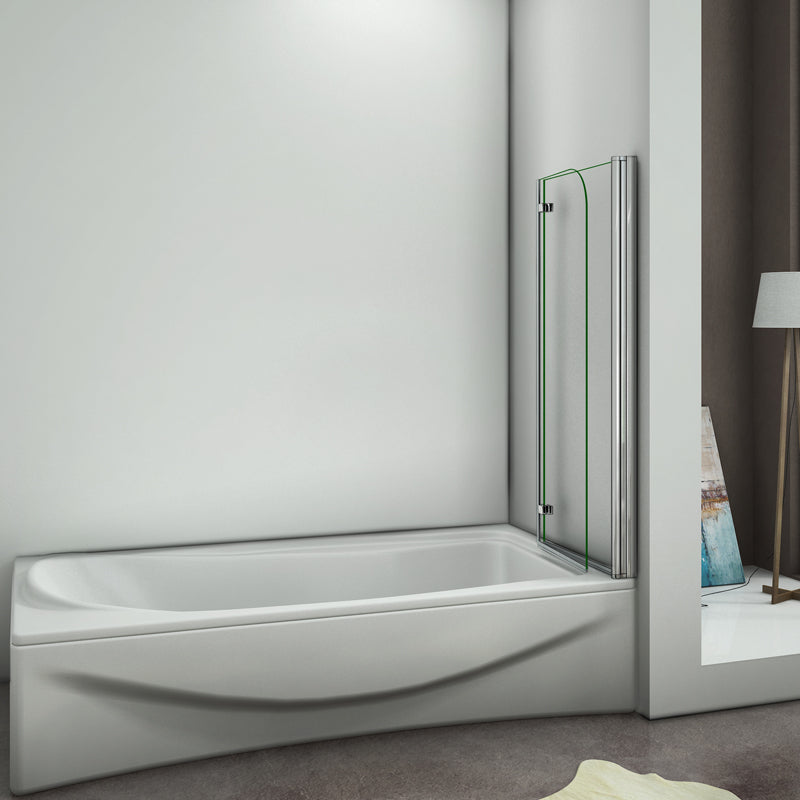 Aica Parete Per Vasca Sopravasca Alta 140 cm Due Ante Movibili Vetro Temperato Trasparente 6 mm Anticalcare Telaio Alluminio Cromato