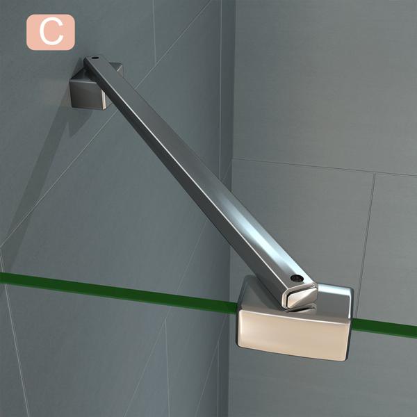 Aica Box Doccia Walk In Parete Fissa Con Barra Stabilizzatrice Vetro 8mm Temperato Trasparente Anticalcare
