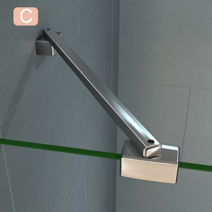 Aica Box Doccia Walk In Parete Fissa Con Barra Stabilizzatrice Vetro 8mm Temperato Trasparente Anticalcare