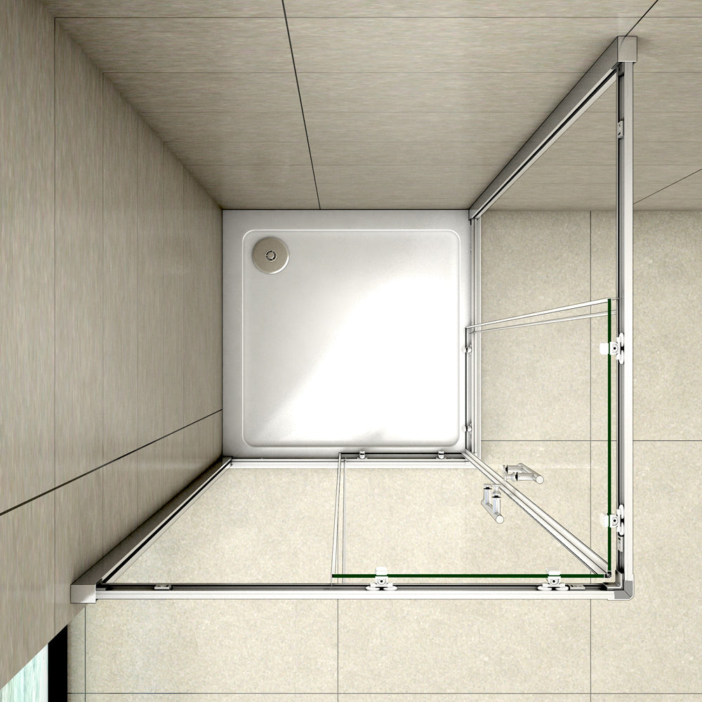 Aica 195 cm Box Doccia Angolare Doppie Porte Scorrevoli In Vetro 6mm Temperato Anticalcare Trasparente e Telaio Cromo Lucido varie dimensioni