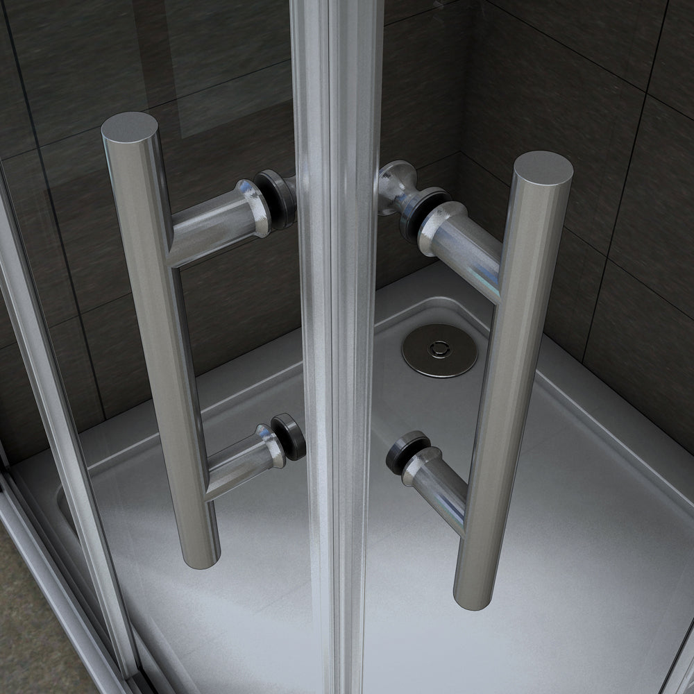 Aica 195 cm Box Doccia Angolare Doppie Porte Scorrevoli In Vetro 6mm Temperato Anticalcare Trasparente e Telaio Cromo Lucido varie dimensioni