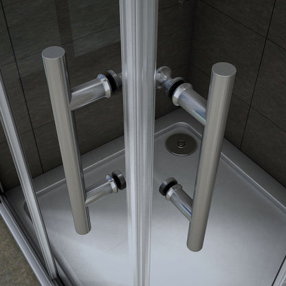 Aica 195 cm Box Doccia Angolare Doppie Porte Scorrevoli In Vetro 6mm Temperato Anticalcare Trasparente e Telaio Cromo Lucido varie dimensioni