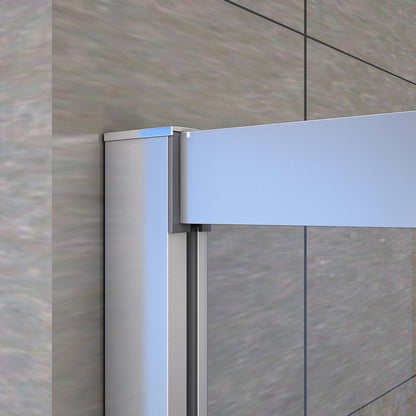 Aica 195 cm Box Doccia Angolare Doppie Porte Scorrevoli In Vetro 6mm Temperato Anticalcare Trasparente e Telaio Cromo Lucido varie dimensioni
