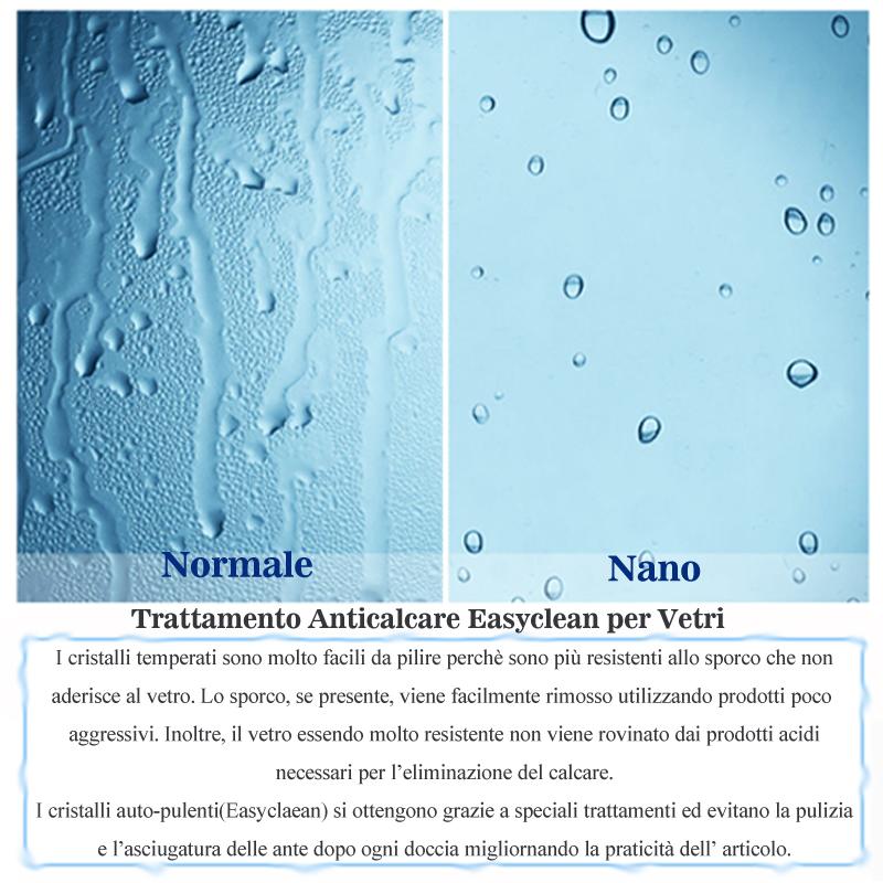 Aica 185 cm Box doccia per Nicchia Porta Battente 2 Ante Saloon Vetro Temperato 5 mm Trasparente Profilo in Alluminio Processo di Elettroforesi