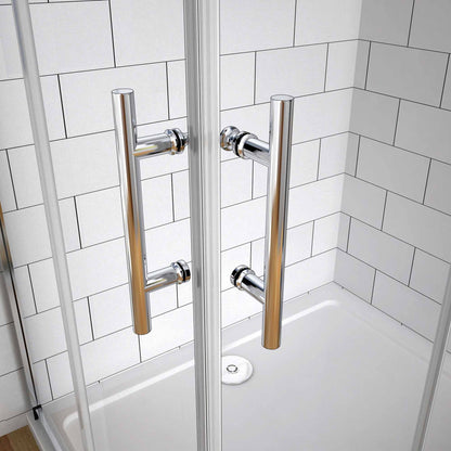 Aica 195 cm Box Doccia Angolare Doppie Porte Scorrevoli In Vetro 6mm Temperato Anticalcare Trasparente e Telaio Cromo Lucido
