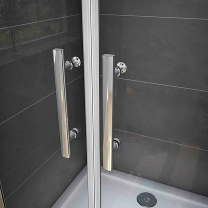 Aica 185cm Box Doccia Per Nicchia Doppia Porta Battente-Saloon In Vetro 6mm Temperato Trasparente Anticalcare