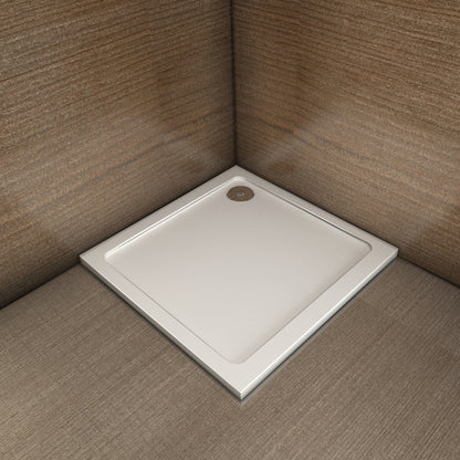 Aica Piatto Doccia Rettangolare Bianco Lucido Antiscivolo Antibatterico Ultraslim 3cm In Marmo e Resina Mista Dimensioni Multiple