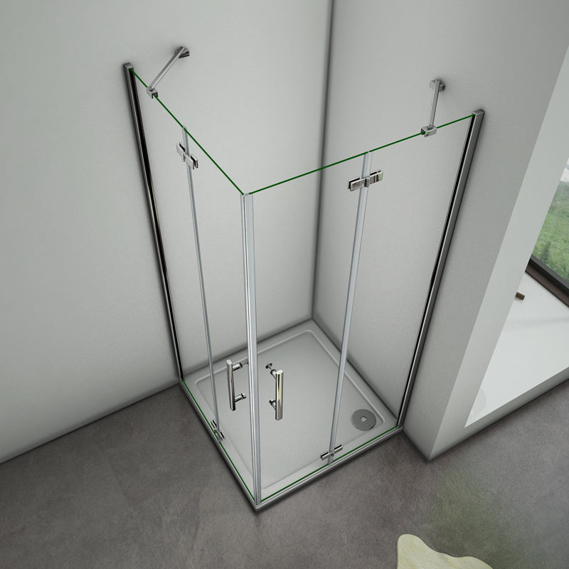 Aica 195 cm Box Doccia Angolare Doppie Porte Battenti Vetro 6 mm Temperato Anticalcare Trasparente Telaio Cromo Lucido varie dimensioni