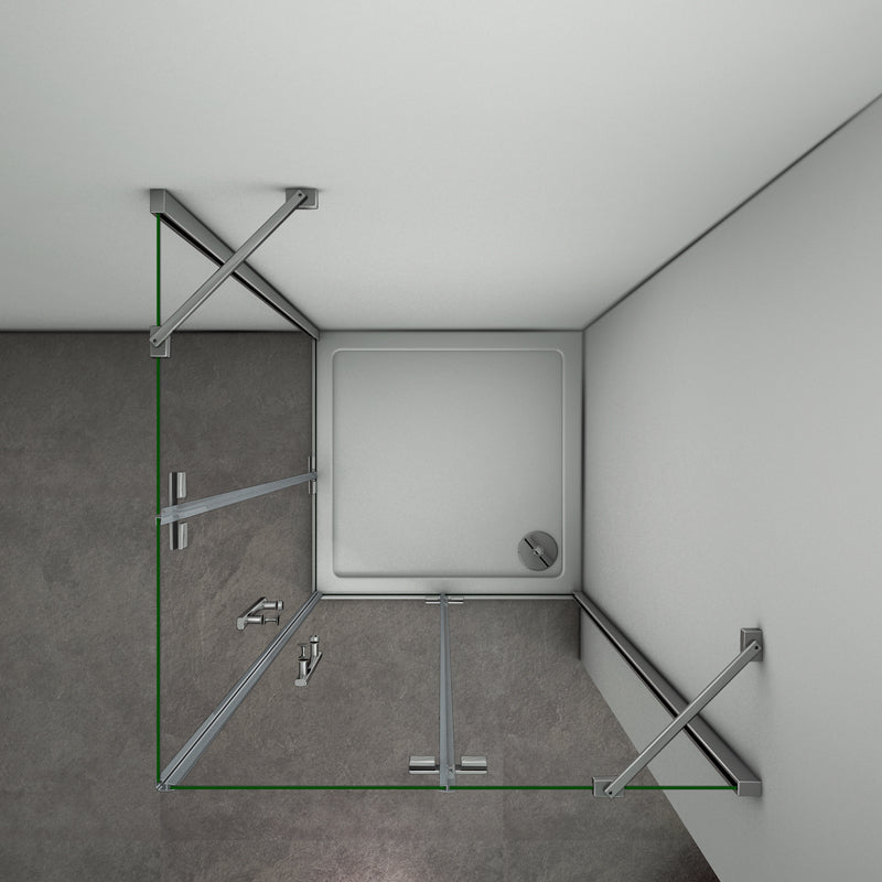 Aica 195 cm Box Doccia Angolare Doppie Porte Battenti Vetro 6 mm Temperato Anticalcare Trasparente Telaio Cromo Lucido varie dimensioni