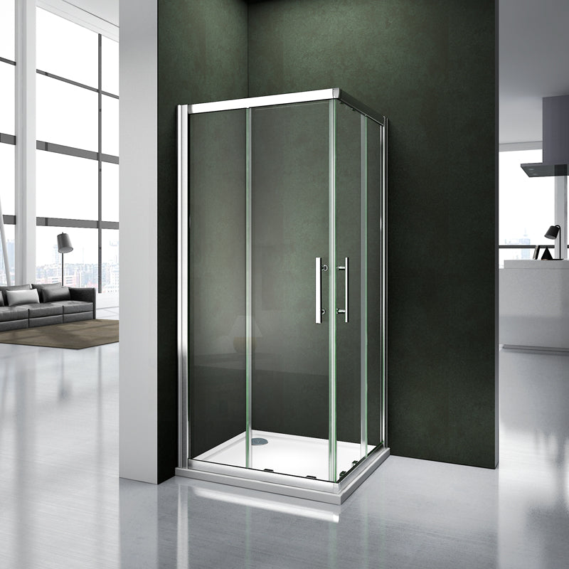 Aica 185 cm Box Doccia Angolare Doppie Porte Scorrevoli In Vetro 6 mm Temperato varie dimensioni Trasparente Telaio Cromo Lucido varie dimensioni - Consegna gratuita