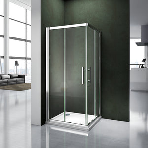Aica 185 cm Box Doccia Angolare Doppie Porte Scorrevoli In Vetro 6 mm Temperato varie dimensioni Trasparente Telaio Cromo Lucido varie dimensioni