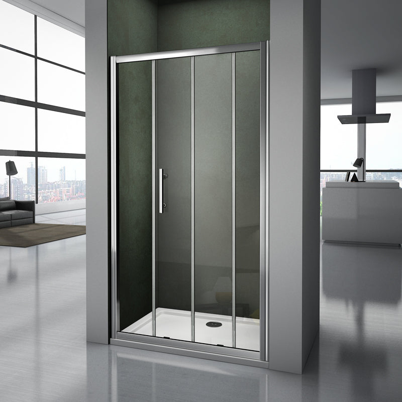 Aica 185 cm Box Doccia Per Nicchia Porta Scorrevole In Vetro 5mm Temperato Trasparente Telai In Alluminio Cromato Lucido - Consegna gratuita