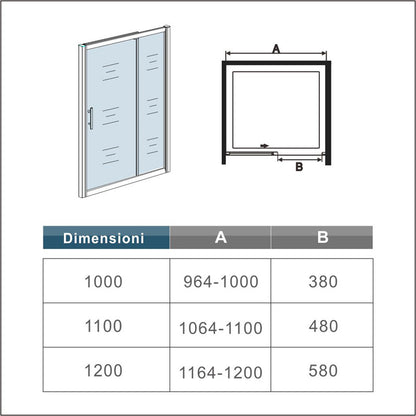 Aica 185 cm Box Doccia Per Nicchia Porta Scorrevole In Vetro 5mm Temperato Trasparente Telai In Alluminio Cromato Lucido