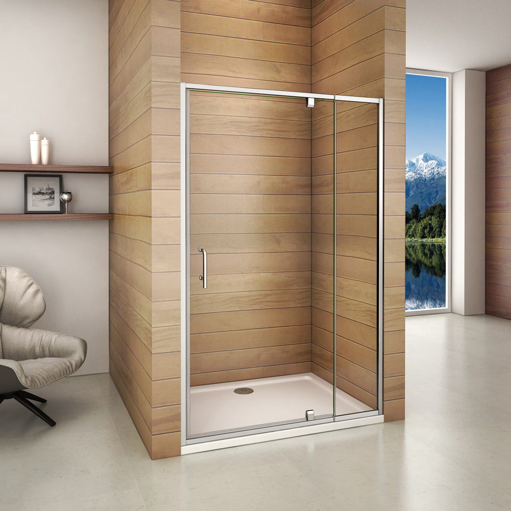 Aica 90x185 cm Porta Doccia Battente Per Nicchia Apertura Pivotante In Vetro 6 mm Temperato Trasparente Telai Con Processo Di Elettroforesi - Consegna gratuita