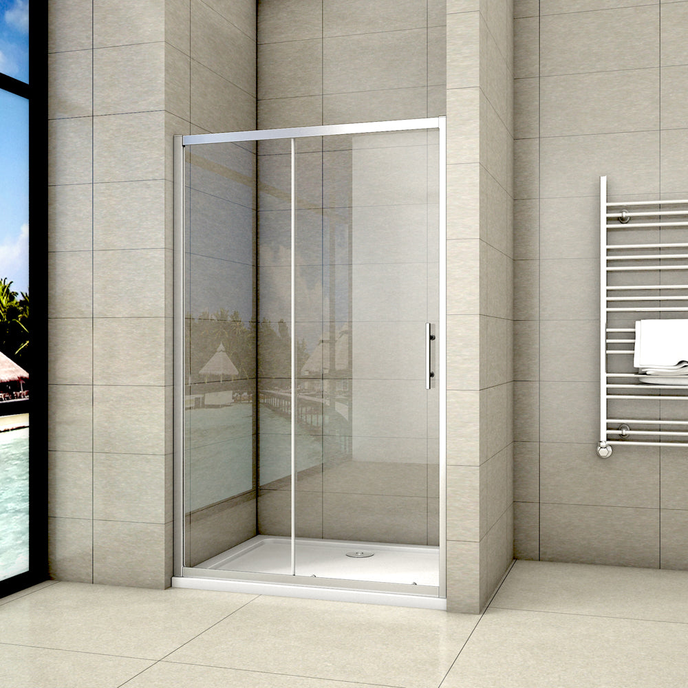 Aica 190 cm Porta Doccia Per Nicchia Anta Scorrevole Ingresso Laterale In Vetro 5mm Temperato Trasparente - Consegna gratuita