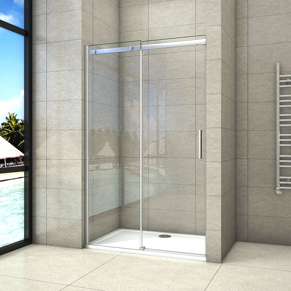 Aica 195 cm Porta Doccia Per Nicchia Anta Scorrevole Ingresso Laterale In Vetro 8 mm Temperato Trasparente Anticalcare 100x195