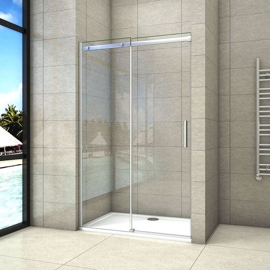 Aica 195 cm Porta Doccia Per Nicchia Anta Scorrevole Ingresso Laterale In Vetro 8 mm Temperato Trasparente Anticalcare 100x195