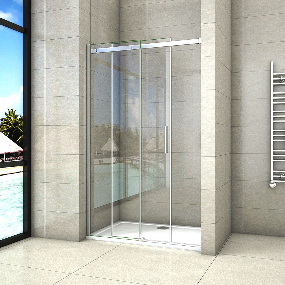 Aica 195 cm Porta Doccia Per Nicchia Anta Scorrevole Ingresso Laterale In Vetro 8 mm Temperato Trasparente Anticalcare