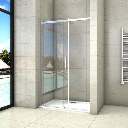 Aica 195 cm Porta Doccia Per Nicchia Anta Scorrevole Ingresso Laterale In Vetro 8 mm Temperato Trasparente Anticalcare 120x195