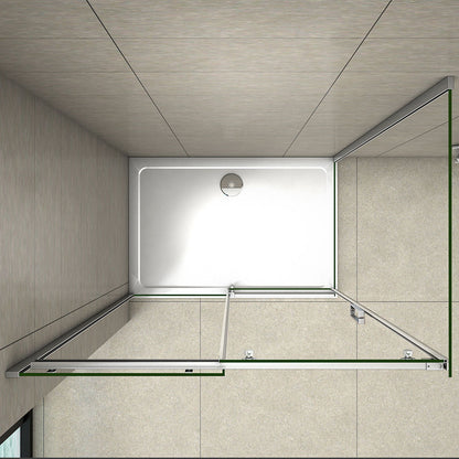 Aica 195cm Box Doccia Angolare Porta Scorrevole Vetro 8mm Temperato Anticalcare Trasparente Telaio Cromato Lucido varie dimensioni