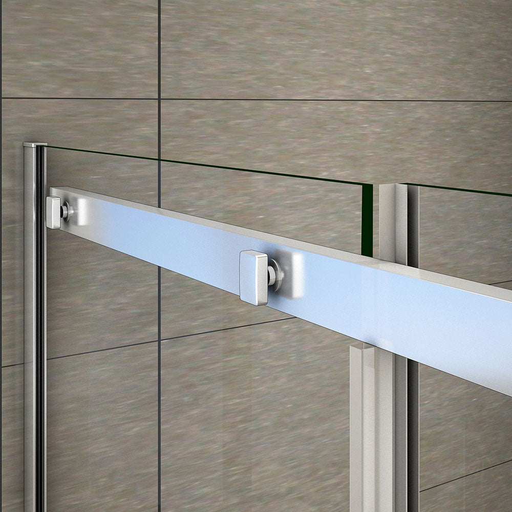 Aica 195cm Box Doccia Angolare Porta Scorrevole Vetro 8mm Temperato Anticalcare Trasparente Telaio Cromato Lucido varie dimensioni