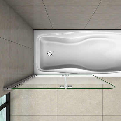 Aica Sopravasca 140 cm Apribile 180 Gradi verso Sinistro/Destro in Vetro Temperato 6 mm Trasparente Anticalcare Fascia Centrale Opaca