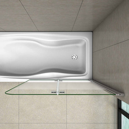 Aica Sopravasca 140 cm Apribile 180 Gradi verso Sinistro/Destro in Vetro Temperato 6 mm Trasparente Anticalcare Fascia Centrale Opaca