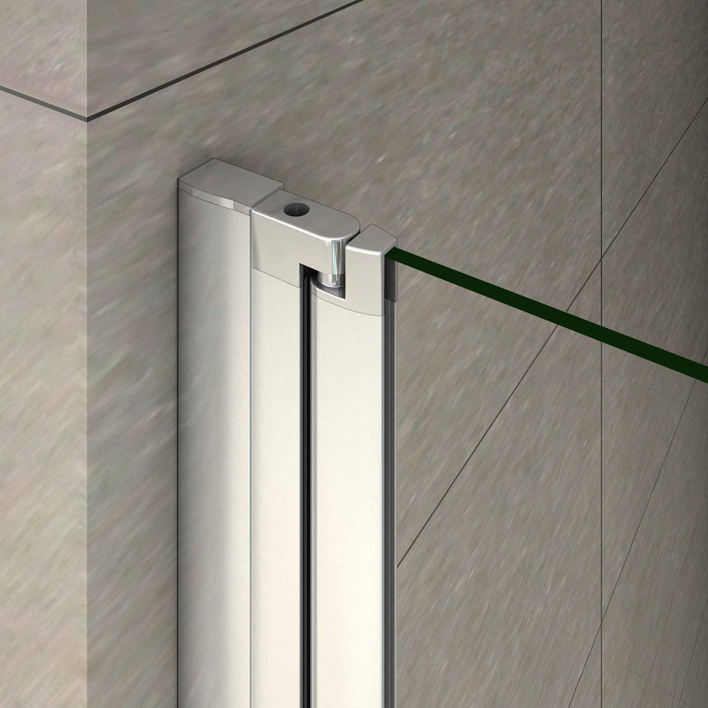 Aica Sopravasca 140 cm Apribile 180 Gradi verso Sinistro/Destro in Vetro Temperato 6 mm Trasparente Anticalcare Fascia Centrale Opaca