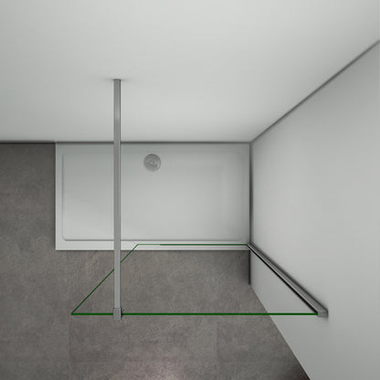 Aica 200cm Parete Per Doccia Walk In Vetro Temperato Trasparente Anticalcare 10mm Con Barra Stabilizzatrice Dimensioni Multiple