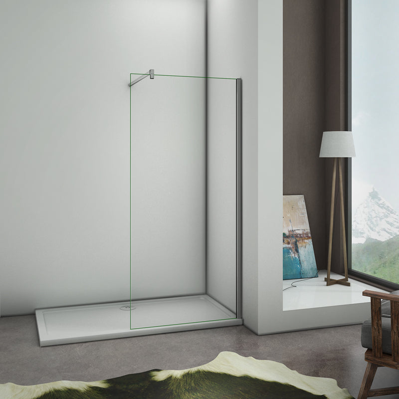 Aica Box Doccia Walk In Parete Fissa Con Barra Stabilizzatrice Vetro 8mm Temperato Trasparente Anticalcare 160x200