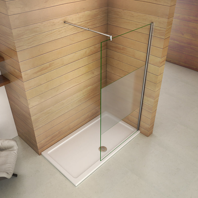 AICA Walk In Parete Per Doccia Con Barra Stabilizzatrice Regolabile 70-120cm Vetro 8mm Temperato Opaco Anticalcare