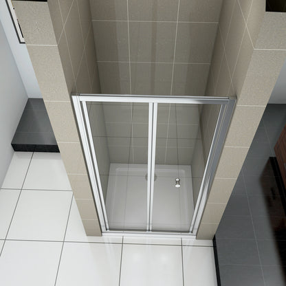 Aica Porta Doccia per Nicchia Porta Scorrevole a libro Vetro Temperato 6 mm Trasparente Profili Cromati Lucidi 185 cm