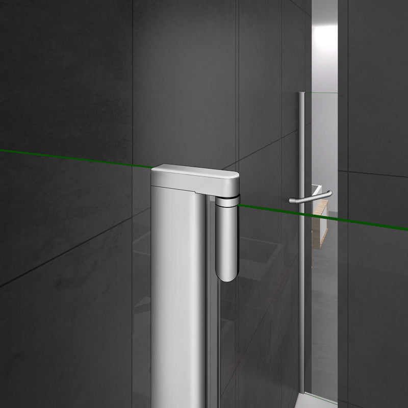 Aica 100X140cm Sopravasca Parete Vasca Apribile Barra Stabilizzatrice Vetro Temperato 4 mm Telaio Con Processo Di Elettroforesi