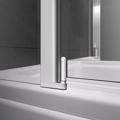Aica 100X140cm Sopravasca Parete Vasca Apribile Barra Stabilizzatrice Vetro Temperato 4 mm Telaio Con Processo Di Elettroforesi