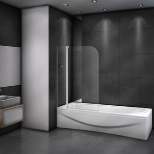 Aica 100X140cm Sopravasca Parete Vasca Apribile Barra Stabilizzatrice Vetro Temperato 4 mm Telaio Con Processo Di Elettroforesi